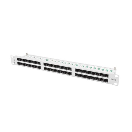 PATCH PANEL 48 PORTŮ 1U 19" CAT.6 UTP ŠEDÝ LANBERG