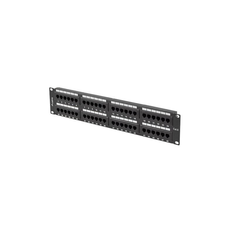 PATCH PANEL 48 PORTŮ 2U 19" CAT.6 UTP ČERNÝ LANBERG