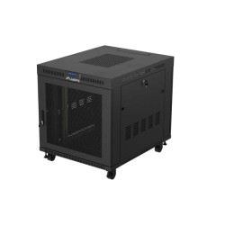19" Volně stojící racková skříň 15U/800X1000 (Flat Pack) černá S prosklenými dveřmi LCD Lanberg V2