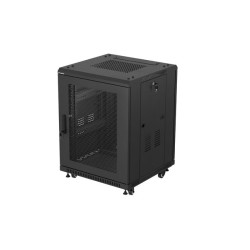 Instalační rozvaděč 19" 15U 600X600 černé perforované dveře Lanberg (ploché balení)