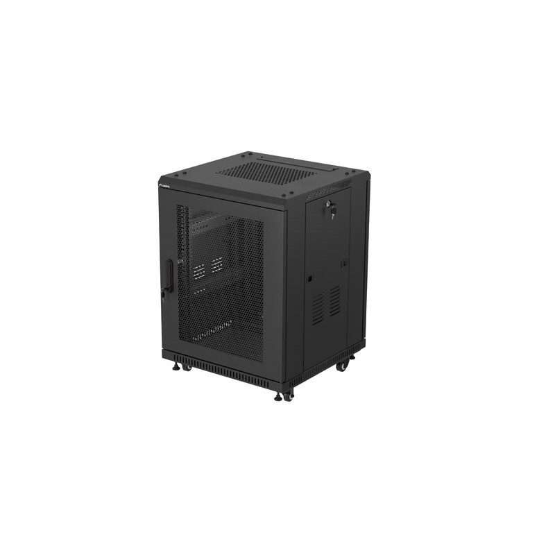Instalační rozvaděč 19" 15U 600X600 černé perforované dveře Lanberg (ploché balení)