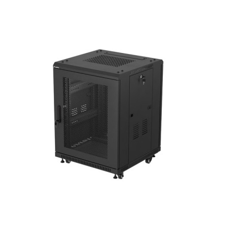 Instalační rozvaděč 19" 15U 600X600 černé perforované dveře Lanberg (ploché balení)