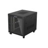 19" Volně stojící racková skříň 15U/800X1000 (Flat Pack) S prosklenými dveřmi LCD černá Lanberg V2