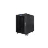 19" Volně stojící racková skříň 15U/600X800 (Flat Pack) S prosklenými dveřmi LCD černá Lanberg V2