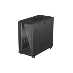19" Volně stojící racková skříň 22U 600X1200 černé skleněné dveře Lanberg (ploché balení)