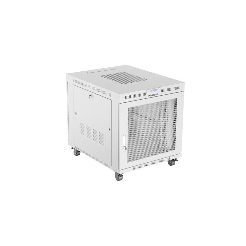 19" Volně stojící racková skříň 15U 800X1000 šedá LCD S perforovanými dveřmi Lanberg (ploché balení)