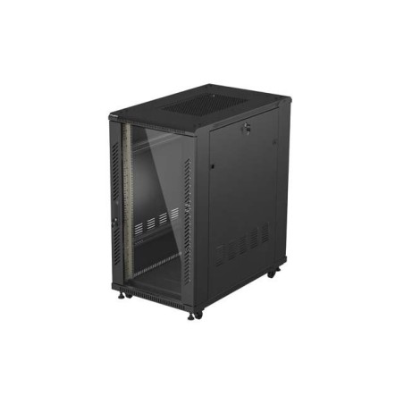 19" Volně stojící racková skříň 22U 600X1000 černé skleněné dveře Lanberg (ploché balení)