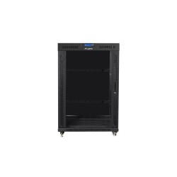 19" Volně stojící racková skříň 22U 800X1000 černé skleněné dveře LCD Lanberg (Flat Pack) V2