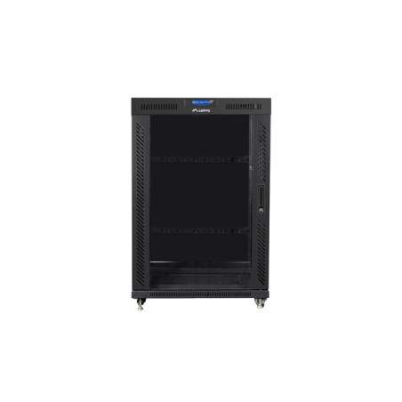 19" Volně stojící racková skříň 22U 800X1000 černé skleněné dveře LCD Lanberg (Flat Pack) V2