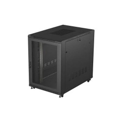 19" Volně stojící racková skříň 22U 800X1200 černé perforované dveře Lanberg (ploché balení)