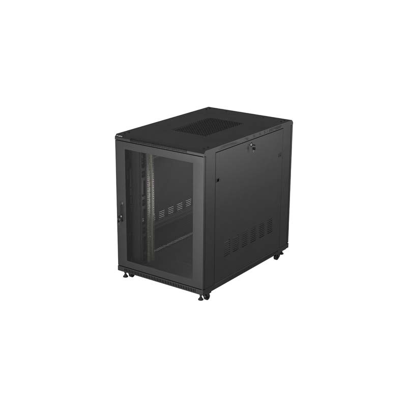 19" Volně stojící racková skříň 22U 800X1200 černé perforované dveře Lanberg (ploché balení)