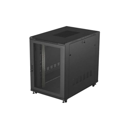 19" Volně stojící racková skříň 22U 800X1200 černé perforované dveře Lanberg (ploché balení)