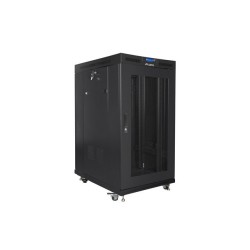 19" Volně stojící racková skříň 22U/800X1000 (Flat Pack) se síťovými dveřmi LCD černá Lanberg V2