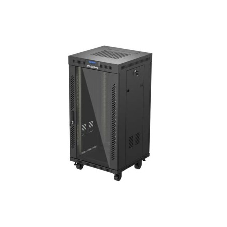 19" Volně stojící racková skříň 22U 600X600 černé skleněné dveře Lanberg (ploché balení) V2