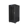 19" Volně stojící racková skříň 22U/800X800 (Flat Pack) černá S prosklenými dveřmi LCD Lanberg V2
