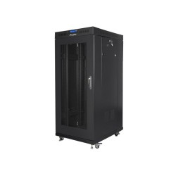 19" Volně stojící racková skříň 27U/600X800 (Flat Pack) se síťovými dveřmi LCD černá Lanberg V2