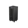 19" Volně stojící racková skříň 27U/600X600 (Flat Pack) se síťovanými dveřmi LCD černá Lanberg V2
