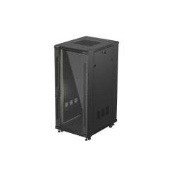 19" Volně stojící racková skříň 27U/600X800 (Flat Pack) S prosklenými dveřmi černá Lanberg