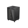 19" Volně stojící racková skříň 22U/800X800 (Flat Pack) S prosklenými dveřmi LCD černá Lanberg V2