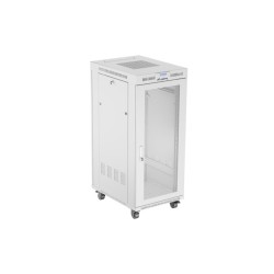 19" Volně stojící racková skříň 27U 600X800 šedá LCD S perforovanými dveřmi Lanberg (ploché balení)