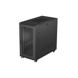 19" Volně stojící racková skříň 22U 600X1200 černé perforované dveře Lanberg (ploché balení)