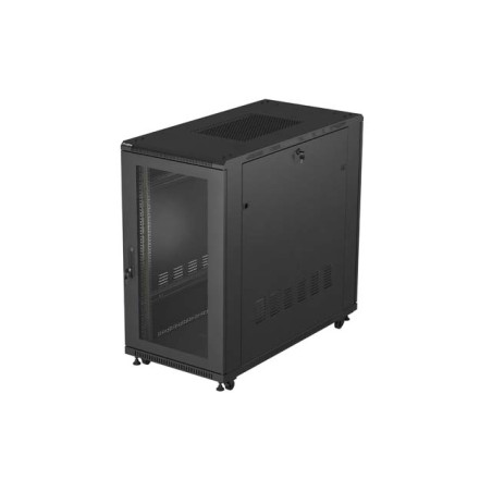 19" Volně stojící racková skříň 22U 600X1200 černé perforované dveře Lanberg (ploché balení)