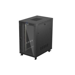 19" Volně stojící racková skříň 27U/800X1200 (Flat Pack) S prosklenými dveřmi LCD černá Lanberg