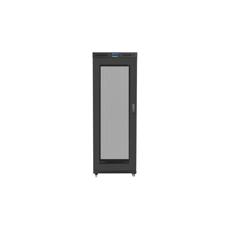 19" Volně stojící racková skříň 27U/800X1200 (Flat Pack) S dvířky se síťkou LCD černá Lanberg