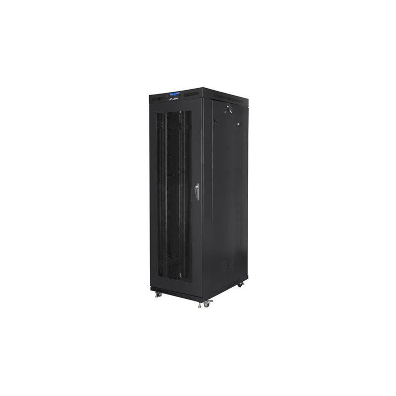 19" Volně stojící racková skříň 27U 800X1000 černý LCD S perforovanými dveřmi Lanberg (Flat Pack) V2