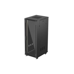 19" Volně stojící racková skříň 32U/600X800 (Flat Pack) S prosklenými dveřmi černá Lanberg