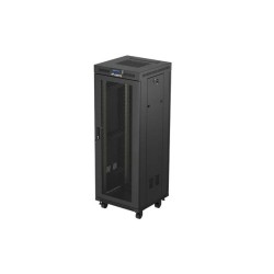 19" Volně stojící racková skříň 32U 600X600 černá LCD S perforovanými dveřmi Lanberg (ploché balení)