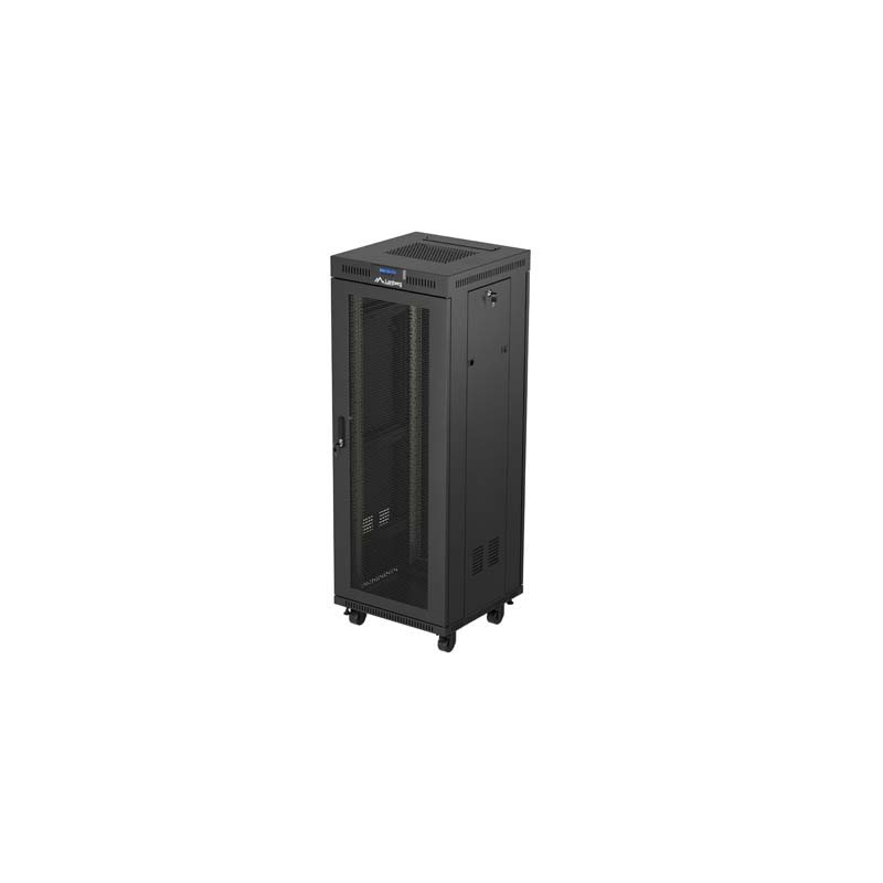 19" Volně stojící racková skříň 32U 600X600 černá LCD S perforovanými dveřmi Lanberg (ploché balení)