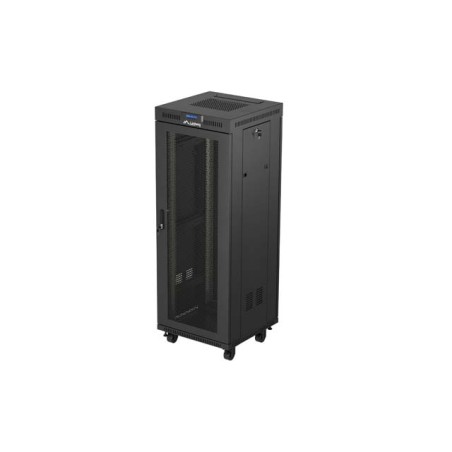 19" Volně stojící racková skříň 32U 600X600 černá LCD S perforovanými dveřmi Lanberg (ploché balení)