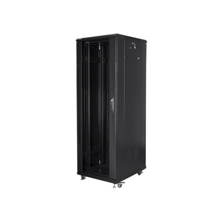 19" Volně stojící racková skříň 37U/600X800 (Flat Pack) S prosklenými dveřmi černá Lanberg