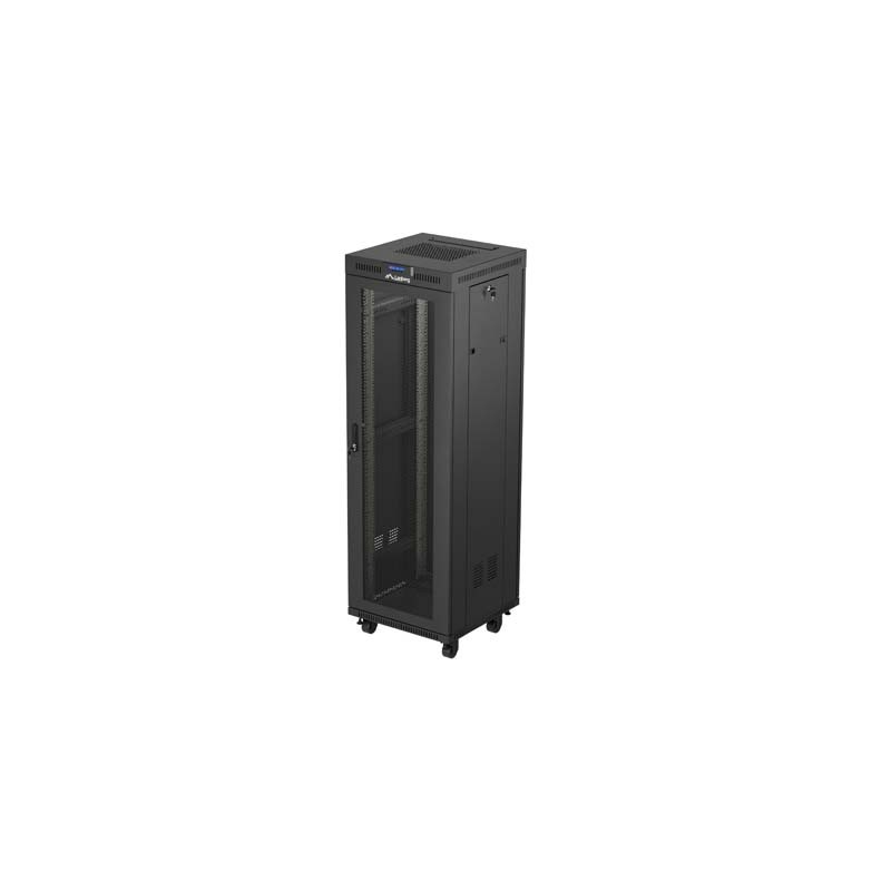 19" Volně stojící racková skříň 37U 600X600 černá LCD S perforovanými dveřmi Lanberg (ploché balení)