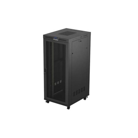 19" Volně stojící racková skříň 37U/800X1000 (Flat Pack) černá S prosklenými dveřmi LCD Lanberg V2
