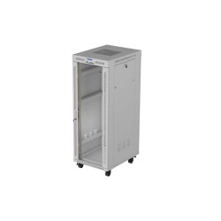 19" Volně stojící racková skříň 32U 600X800 šedé skleněné dveře LCD Lanberg (Flat Pack) V2