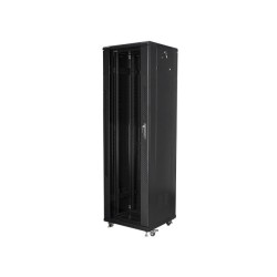 19" Volně stojící racková skříň 42U/600X600 (Flat Pack) S prosklenými dveřmi černá Lanberg