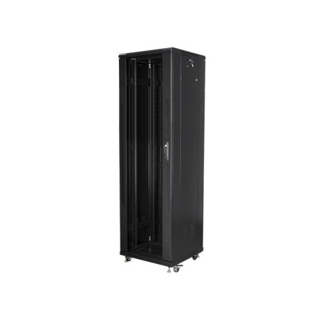 19" Volně stojící racková skříň 42U/600X600 (Flat Pack) S prosklenými dveřmi černá Lanberg