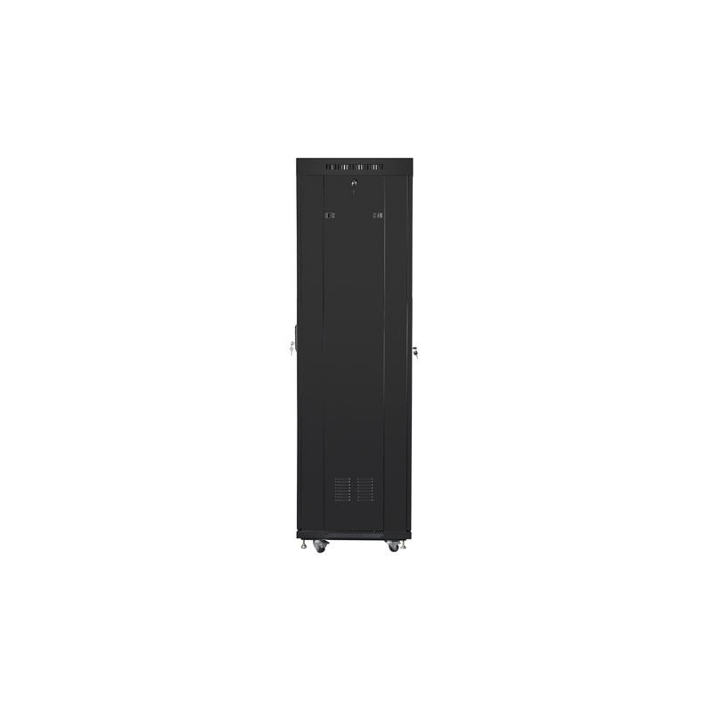 19" Volně stojící racková skříň 42U/600X600 (Flat Pack) se síťovými dveřmi LCD černá Lanberg V2