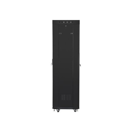 19" Volně stojící racková skříň 42U/600X600 (Flat Pack) se síťovými dveřmi LCD černá Lanberg V2