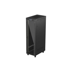 19" Volně stojící racková skříň 42U/600X1000 (Flat Pack) S prosklenými dveřmi LCD černá Lanberg V2