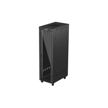19" Volně stojící racková skříň 42U/600X1000 (Flat Pack) S prosklenými dveřmi LCD černá Lanberg V2