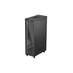 19" Volně stojící racková skříň 42U 600X1200 černé skleněné dveře LCD Lanberg (Flat Pack) V2