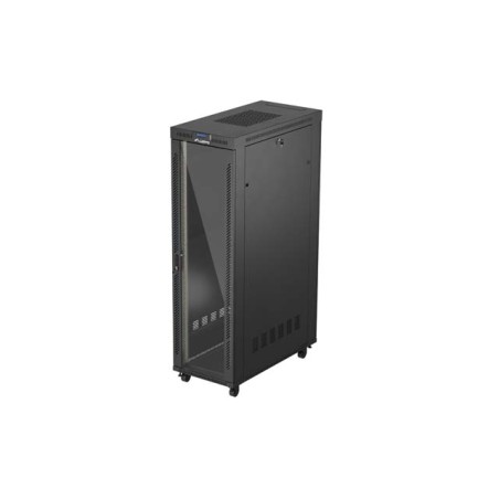 19" Volně stojící racková skříň 42U 600X1200 černé skleněné dveře LCD Lanberg (Flat Pack) V2