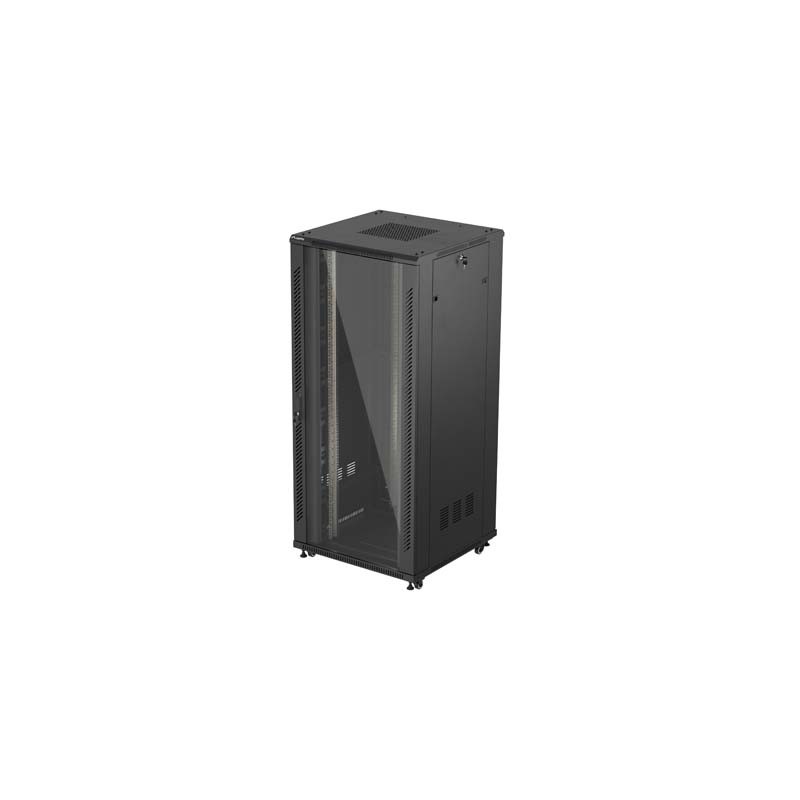 19" Volně stojící racková skříň 37U 800X800 černé skleněné dveře Lanberg (ploché balení)