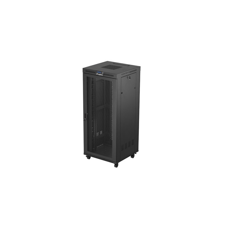19" Volně stojící racková skříň 37U 800X800 černá LCD perforovaná Dvířka Lanberg (ploché balení)
