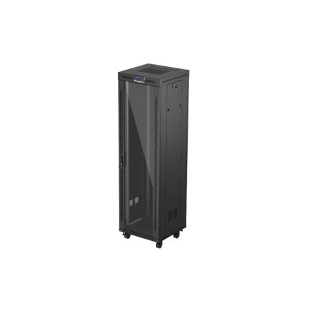 19" Volně stojící racková skříň 42U/600X600 (Flat Pack) S prosklenými dveřmi LCD černá Lanberg V2