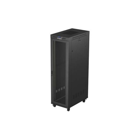 19" Volně stojící racková skříň 42U/600X1000 (Flat Pack) se síťovými dveřmi LCD černá Lanberg V2