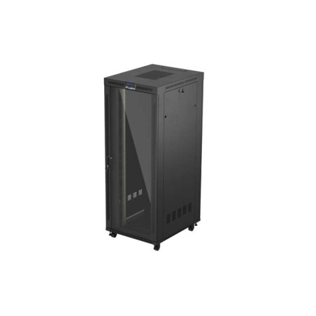 19" Volně stojící racková skříň 42U/800X1000 (Flat Pack) S prosklenými dveřmi LCD černá Lanberg V2